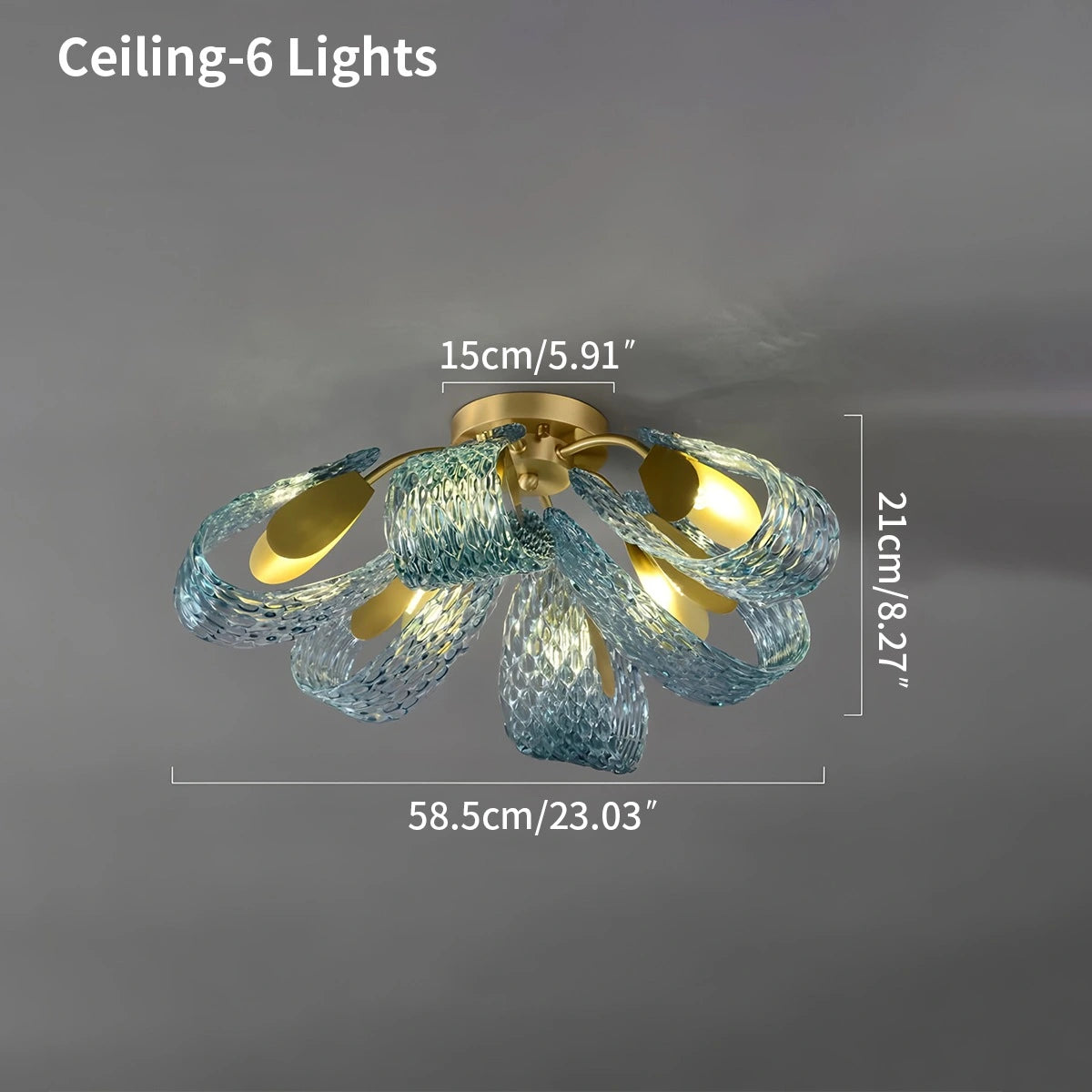 blue art glass chandelier size