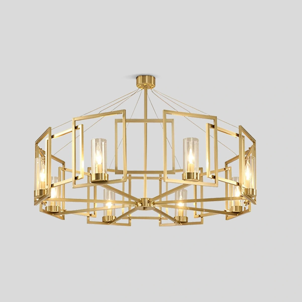 Antizer Modern Luxury All Copper Chandelier Ceiling-8 Heads Warm Light