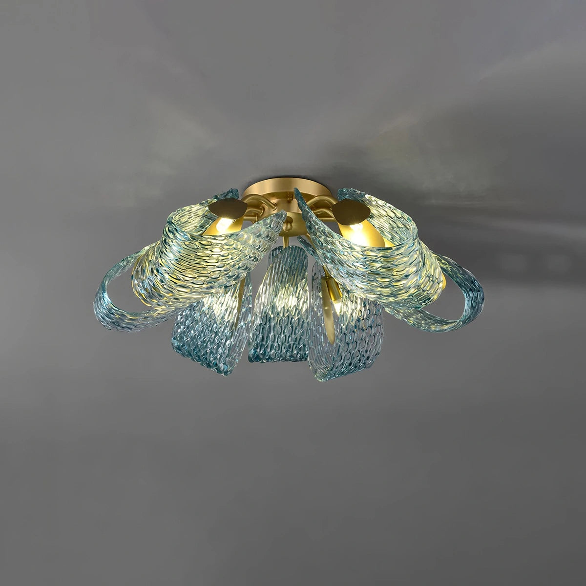 blue art glass chandelier
