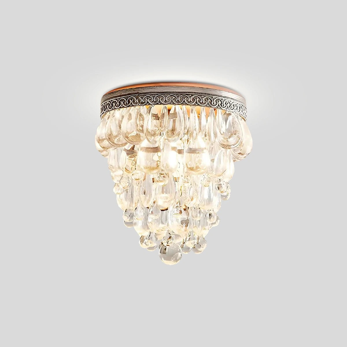 Antizer Vintage Crystal Pendent Light for Living Room Ceiling-Dia 23cm x H 28cm / ∅ 9.06" x H 11.02" Warm Light