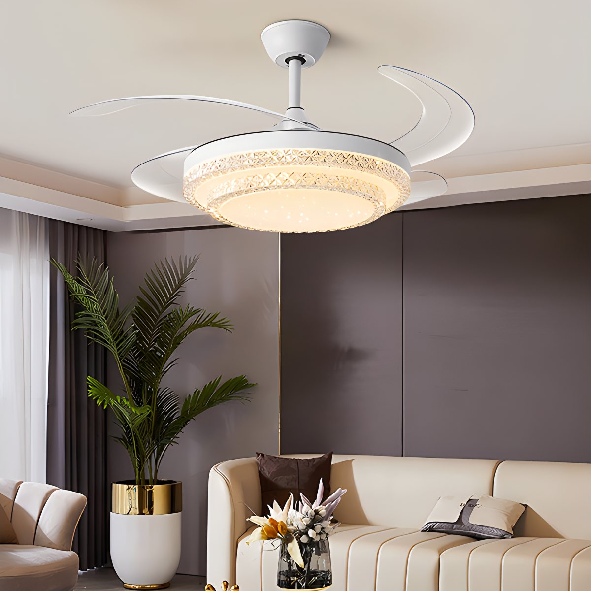 Antizer Dimmable Remote Hugger Ceiling Fan Light