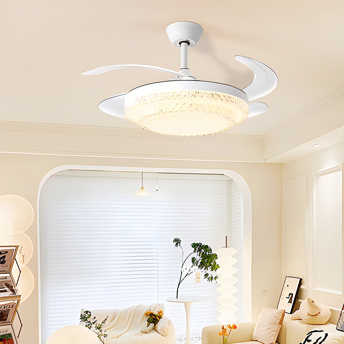 Antizer Dimmable Remote Hugger Ceiling Fan Light