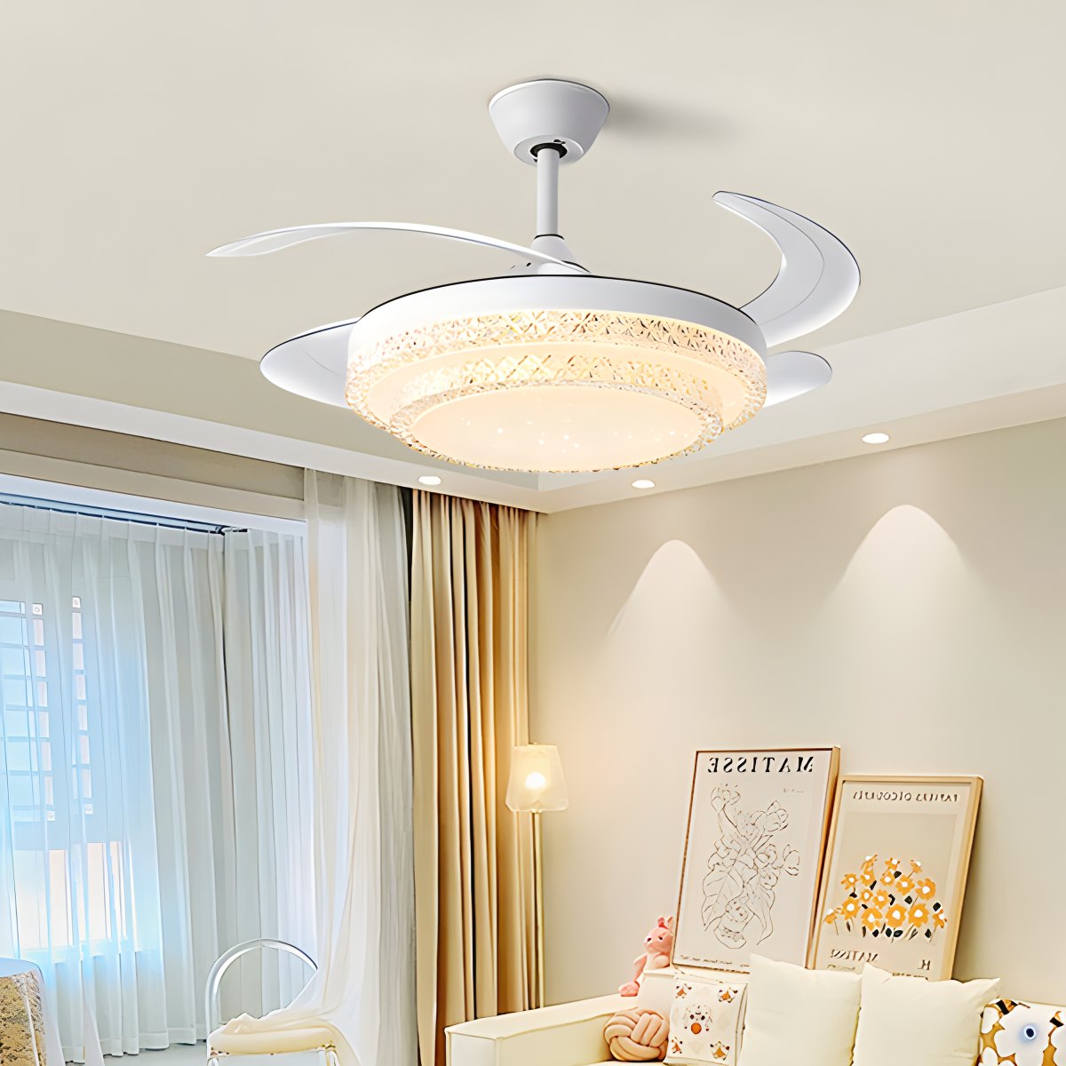 Antizer Dimmable Remote Hugger Ceiling Fan Light