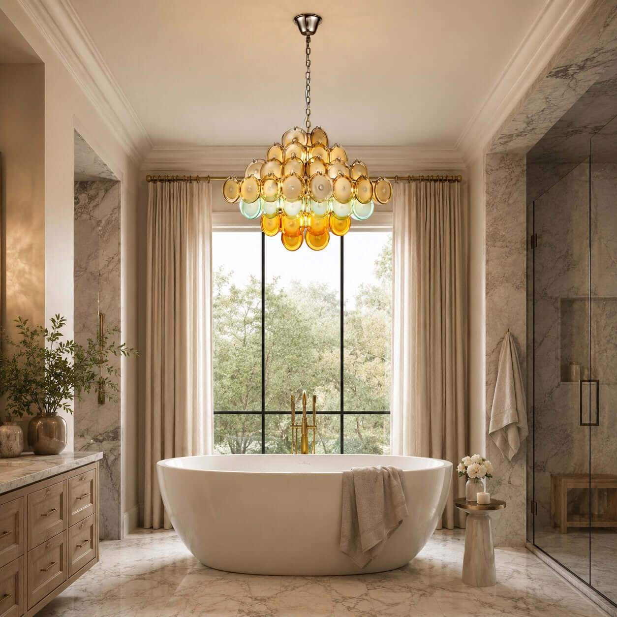 Antizer Murano Multicolor Circular Glass Chandelier