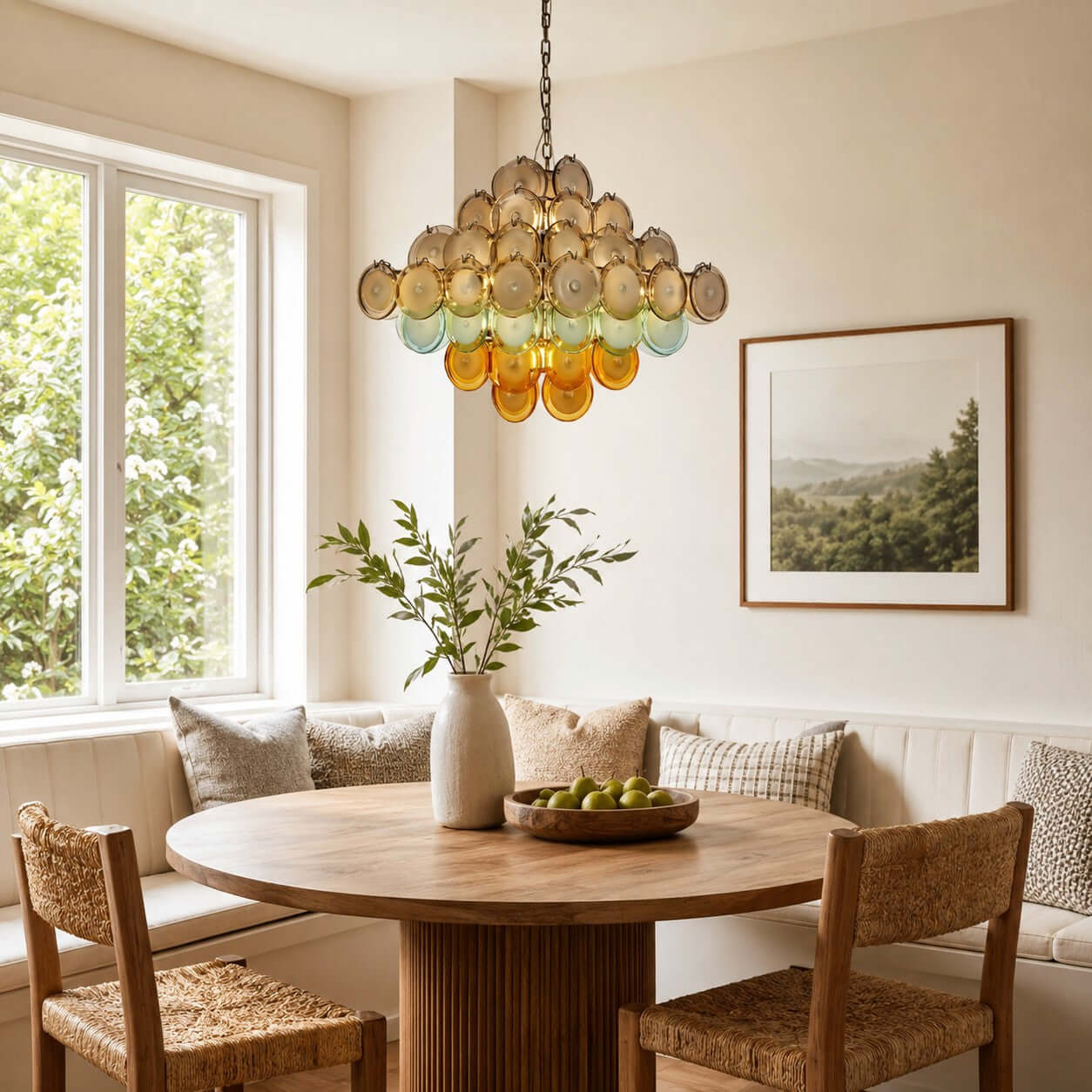 Antizer Murano Multicolor Circular Glass Chandelier