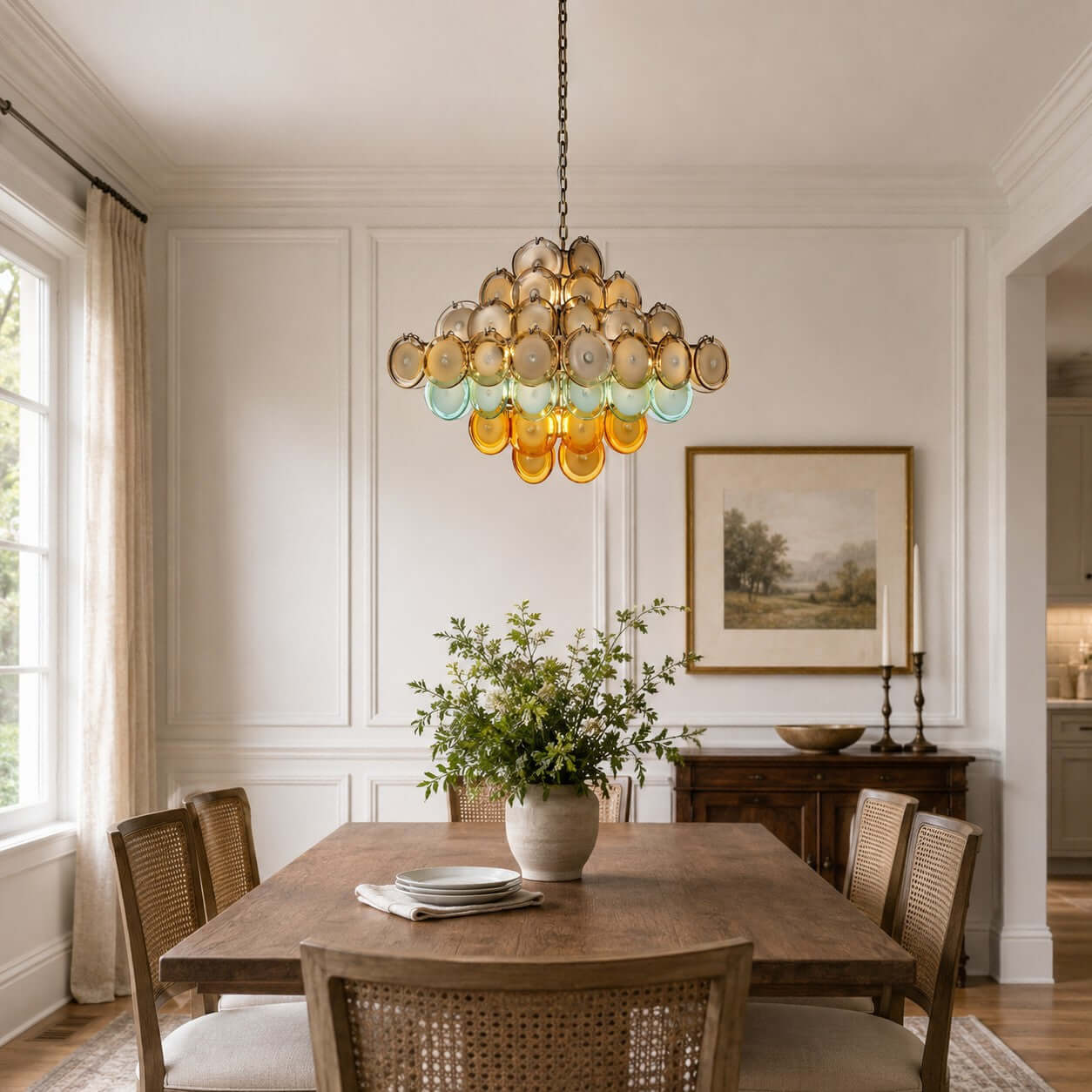 Antizer Murano Multicolor Circular Glass Chandelier