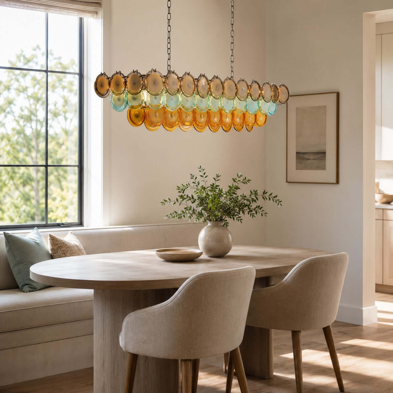 Antizer Murano Multicolor Circular Glass Chandelier