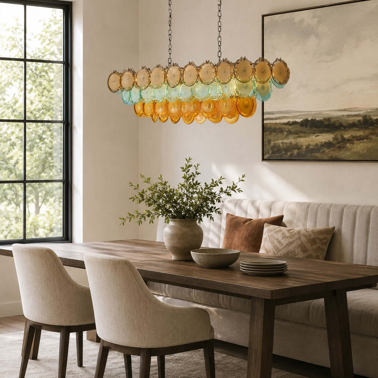 Antizer Murano Multicolor Circular Glass Chandelier