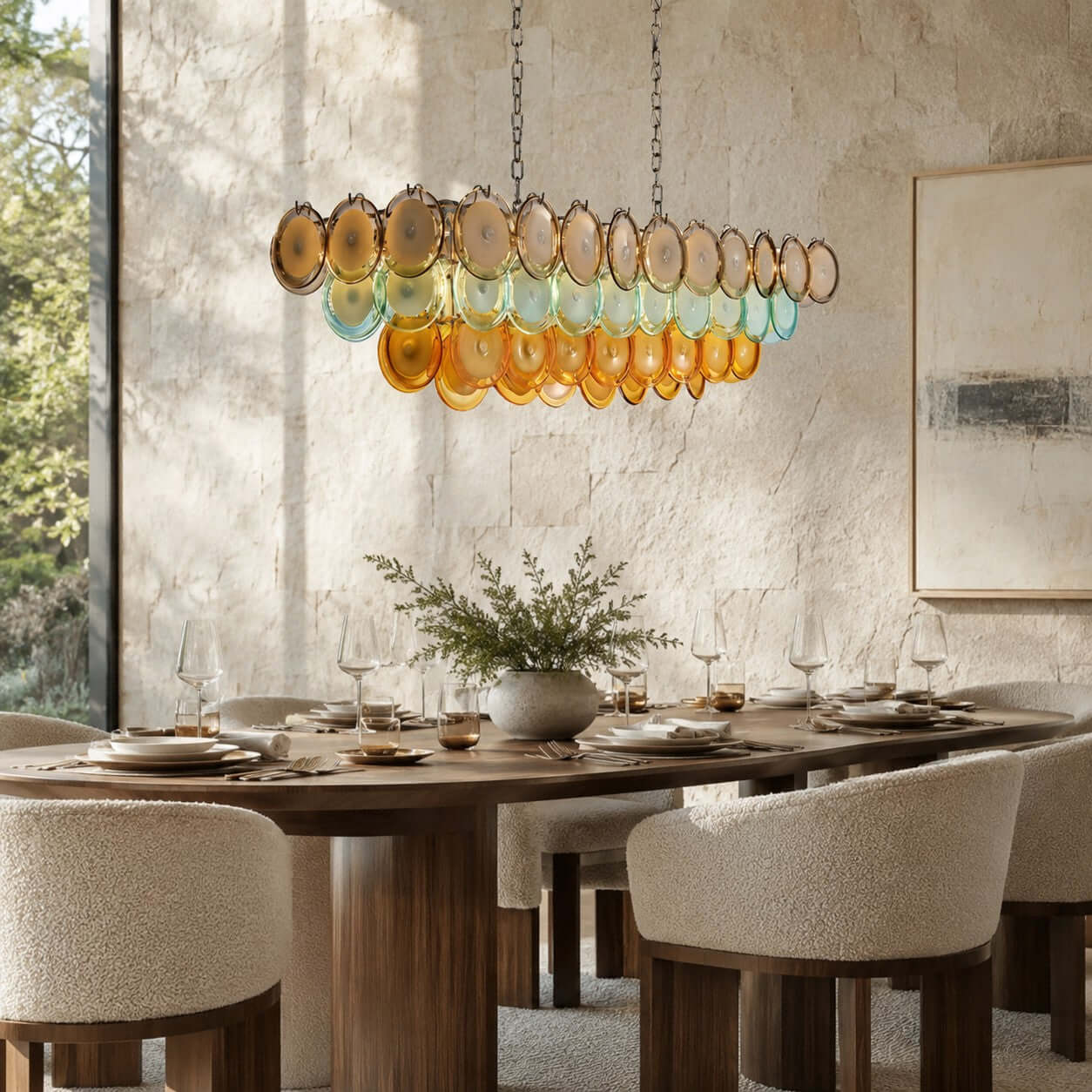 Antizer Murano Multicolor Circular Glass Chandelier