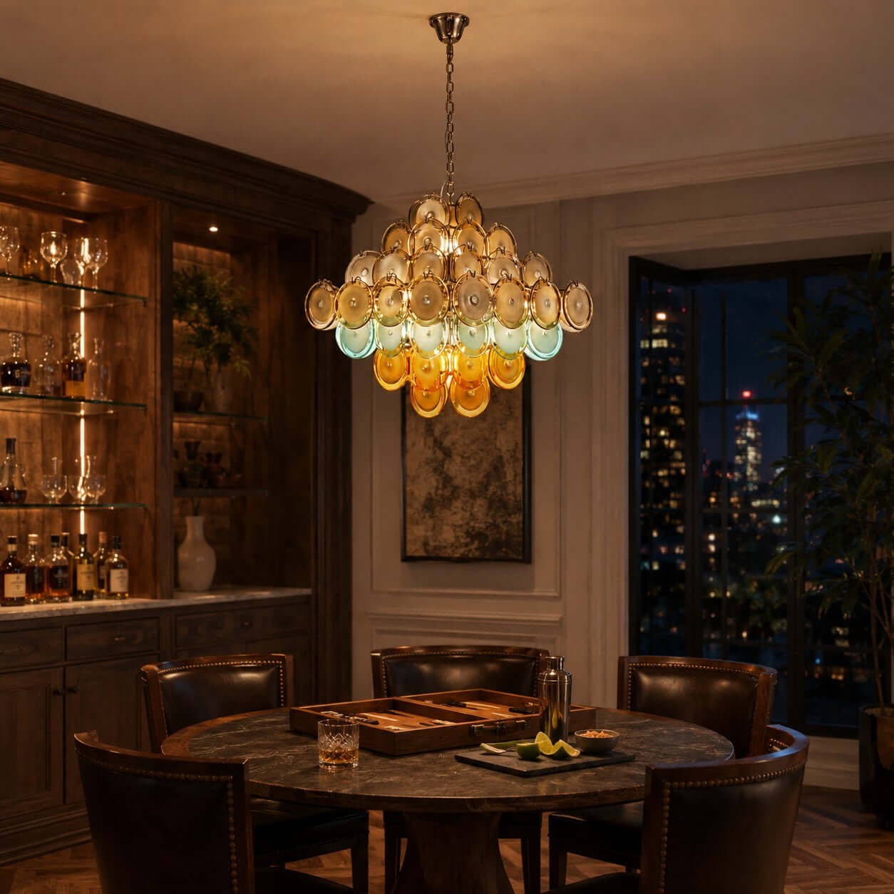 Antizer Murano Multicolor Circular Glass Chandelier