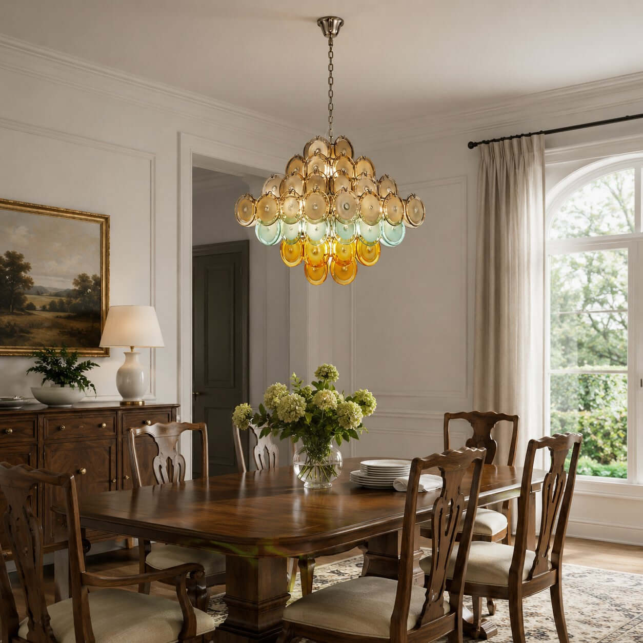 Antizer Murano Multicolor Circular Glass Chandelier
