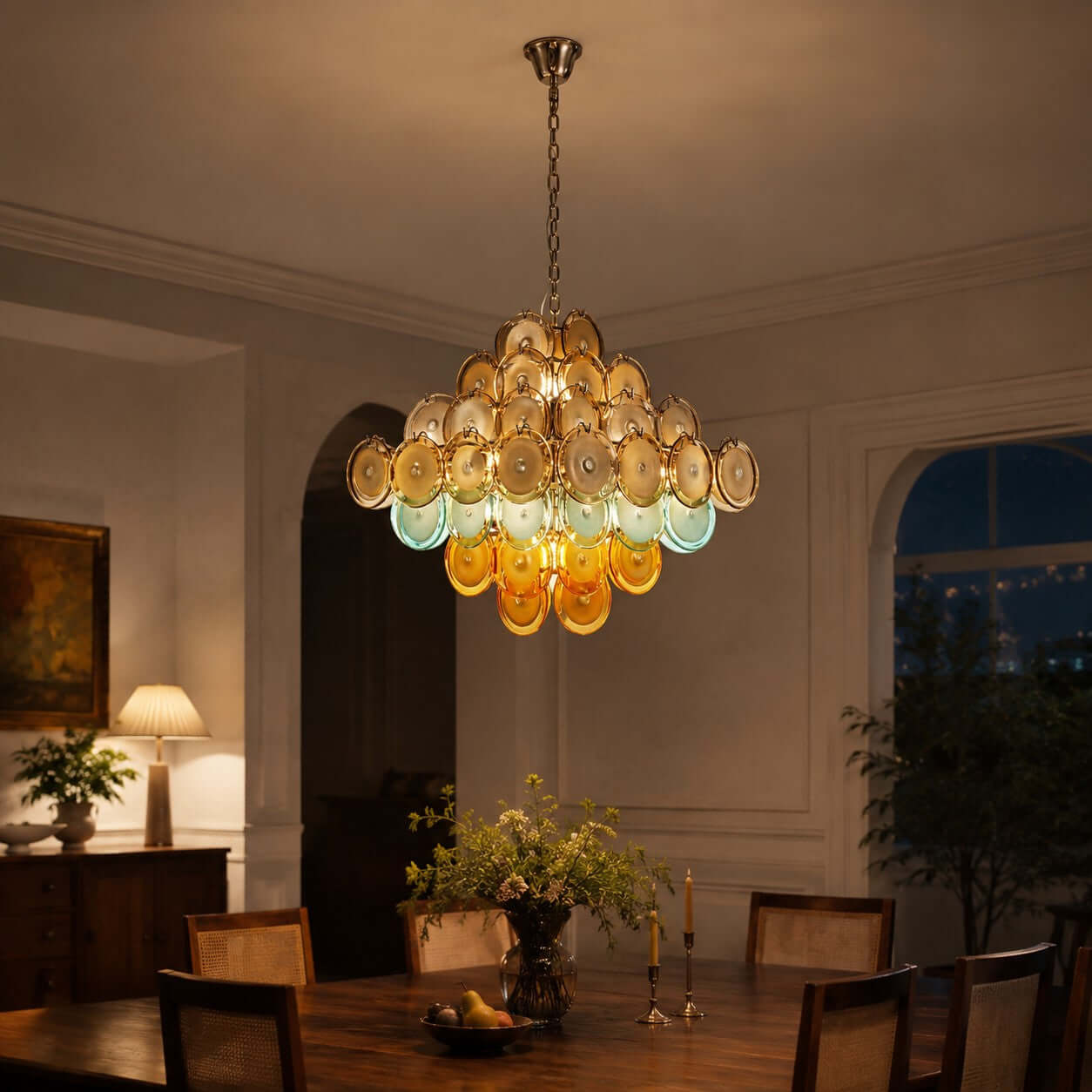 Antizer Murano Multicolor Circular Glass Chandelier