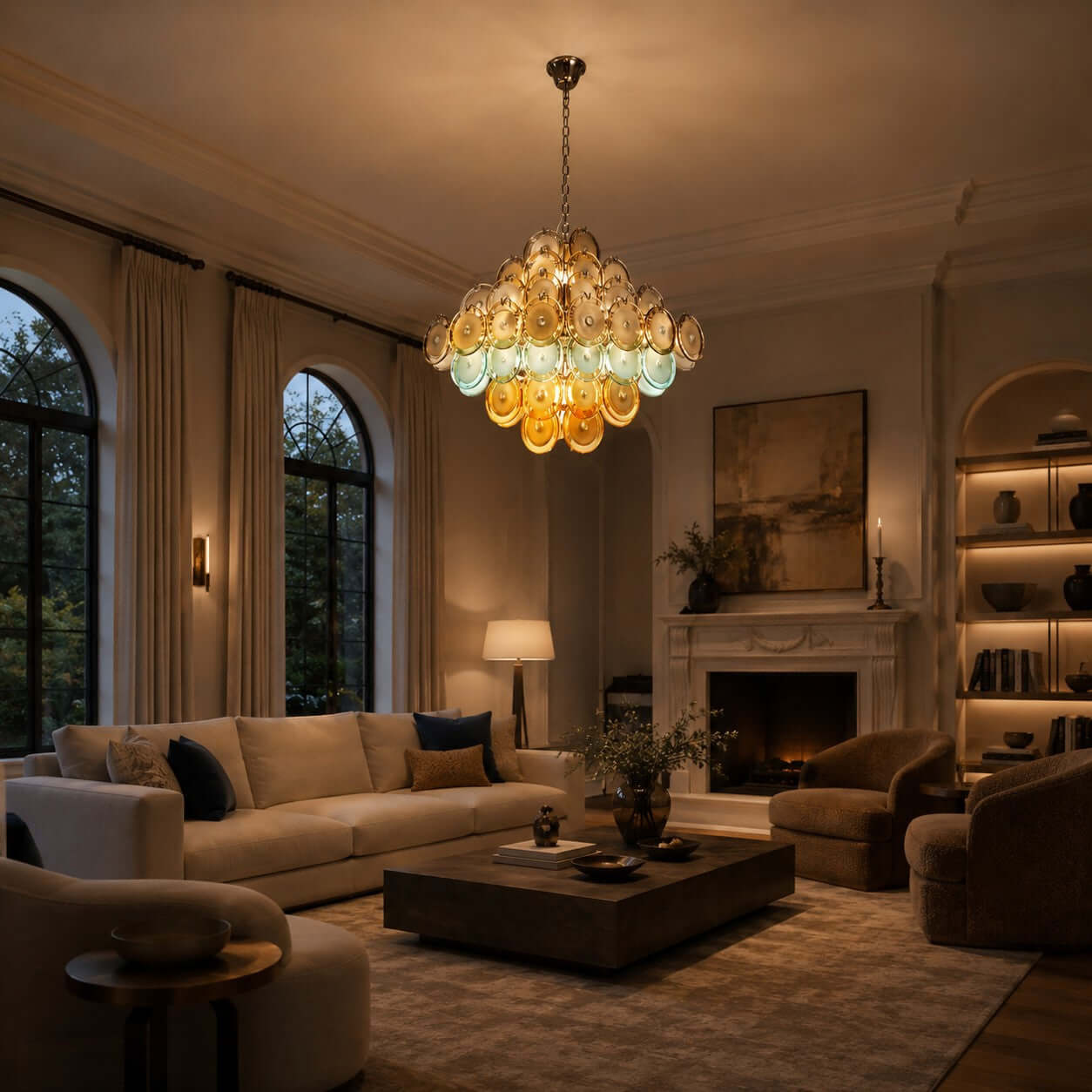 Antizer Murano Multicolor Circular Glass Chandelier