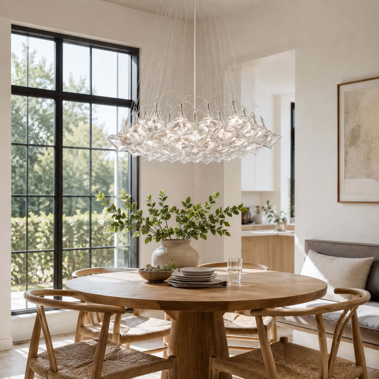 Antizer Modern Hexagonal Clear Glass Chandelier