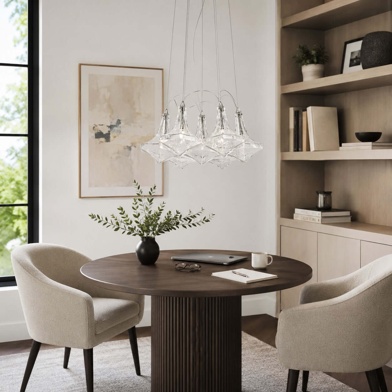 Antizer Modern Hexagonal Clear Glass Chandelier