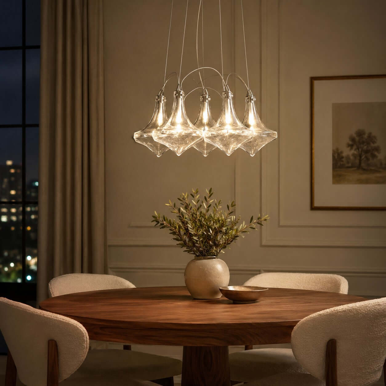 Antizer Modern Hexagonal Clear Glass Chandelier