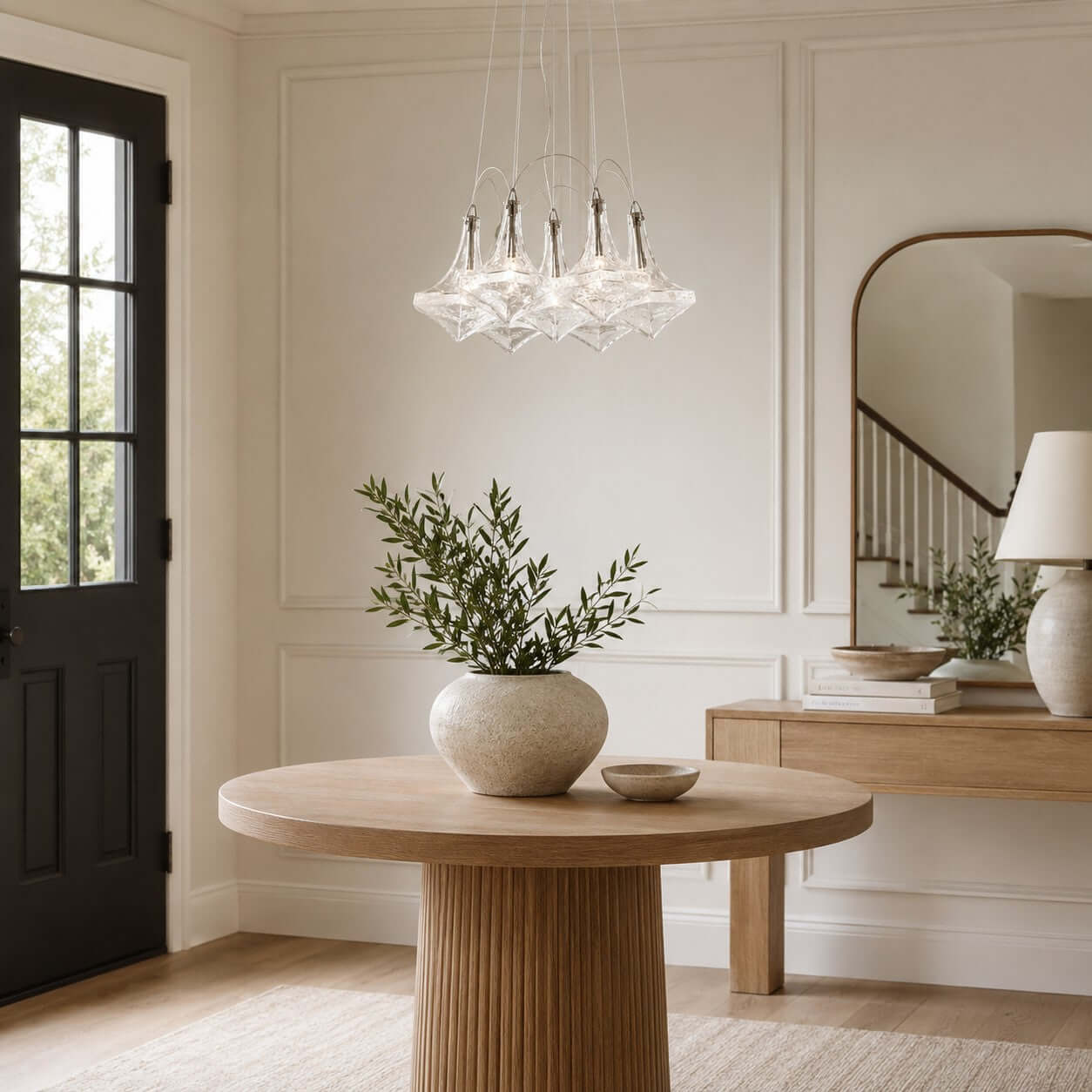 Antizer Modern Hexagonal Clear Glass Chandelier