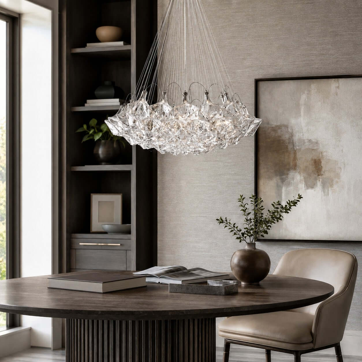 Antizer Modern Hexagonal Clear Glass Chandelier