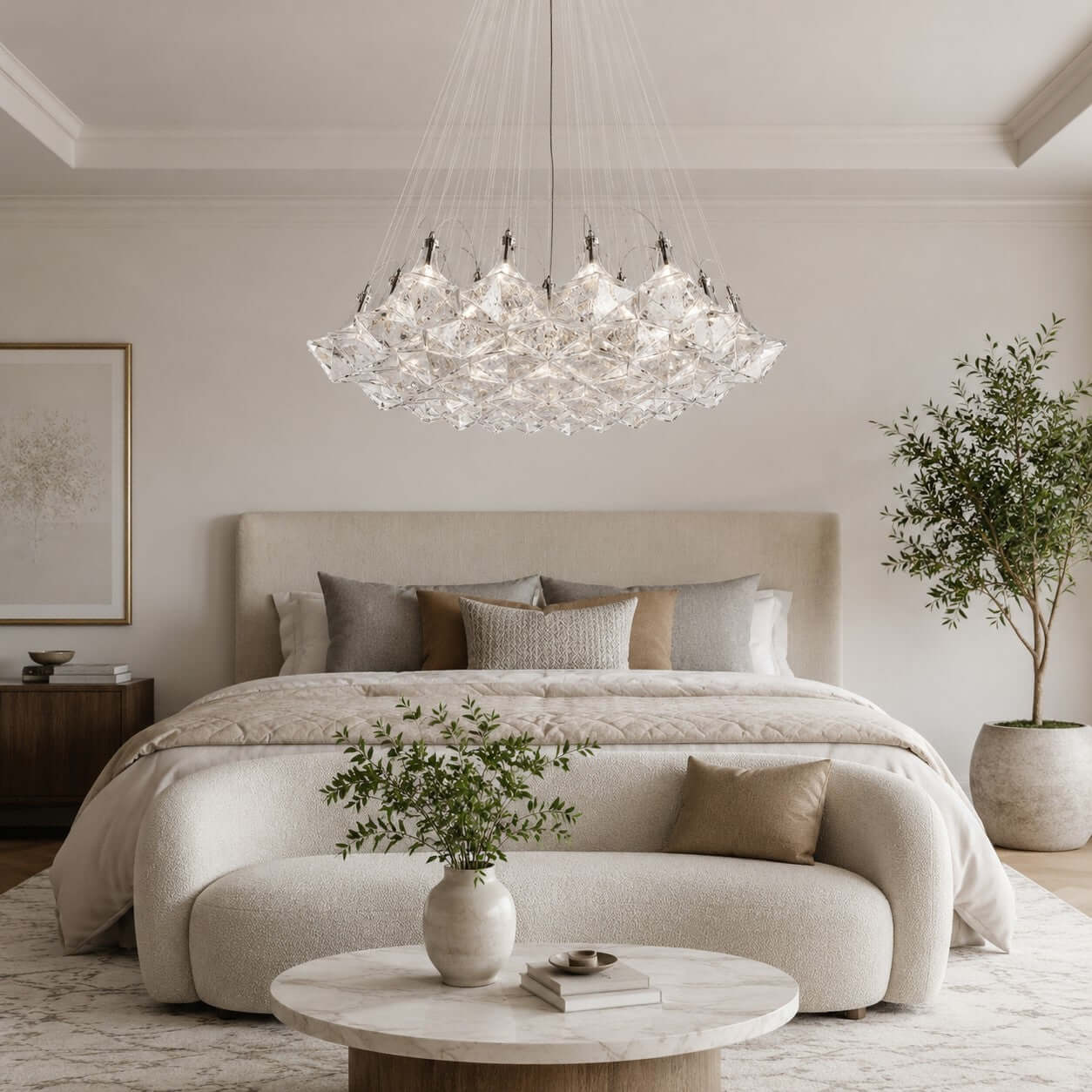 Antizer Modern Hexagonal Clear Glass Chandelier