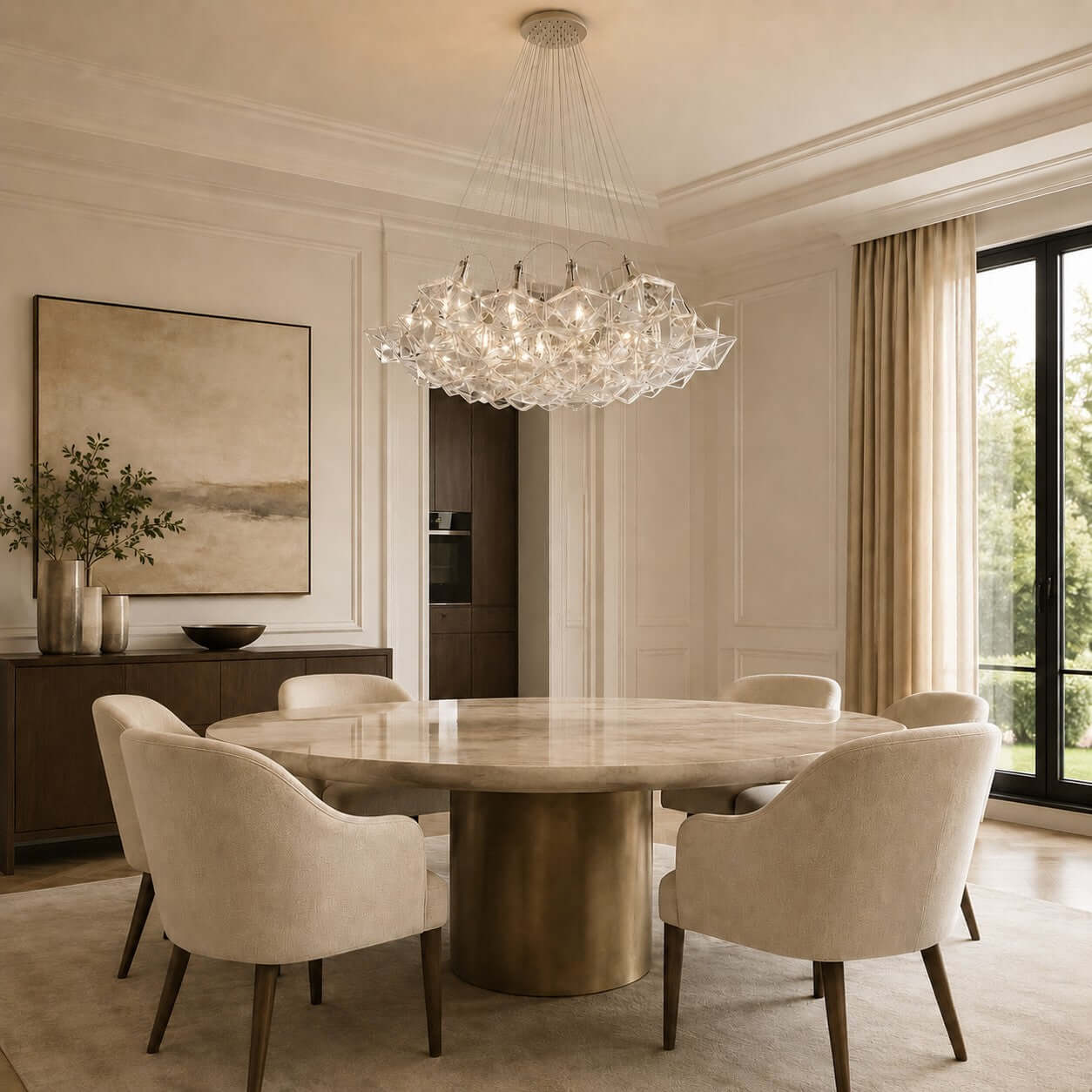 Antizer Modern Hexagonal Clear Glass Chandelier