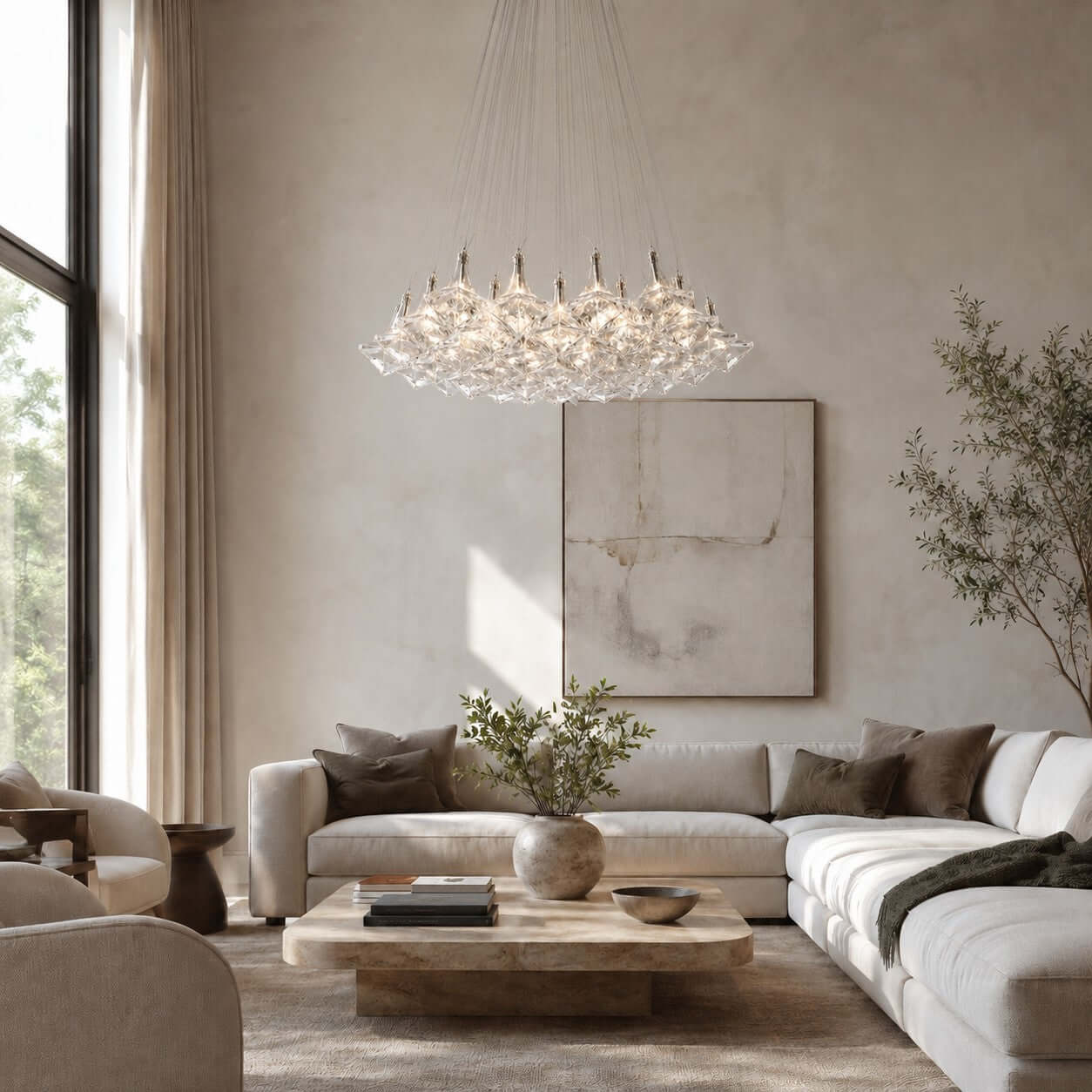 Antizer Modern Hexagonal Clear Glass Chandelier