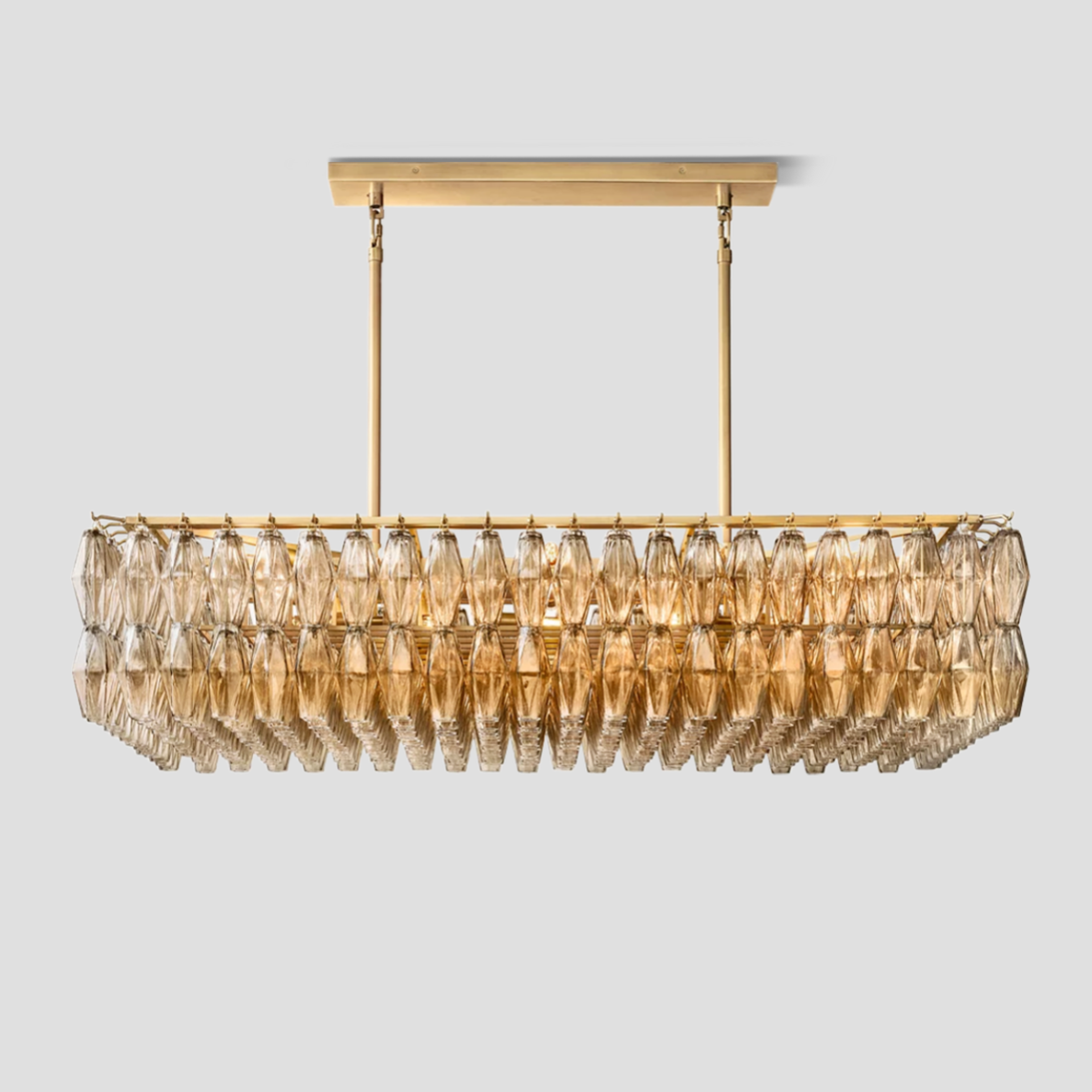 Antizer Chiara Glass Tiered Rectangular Chandelier