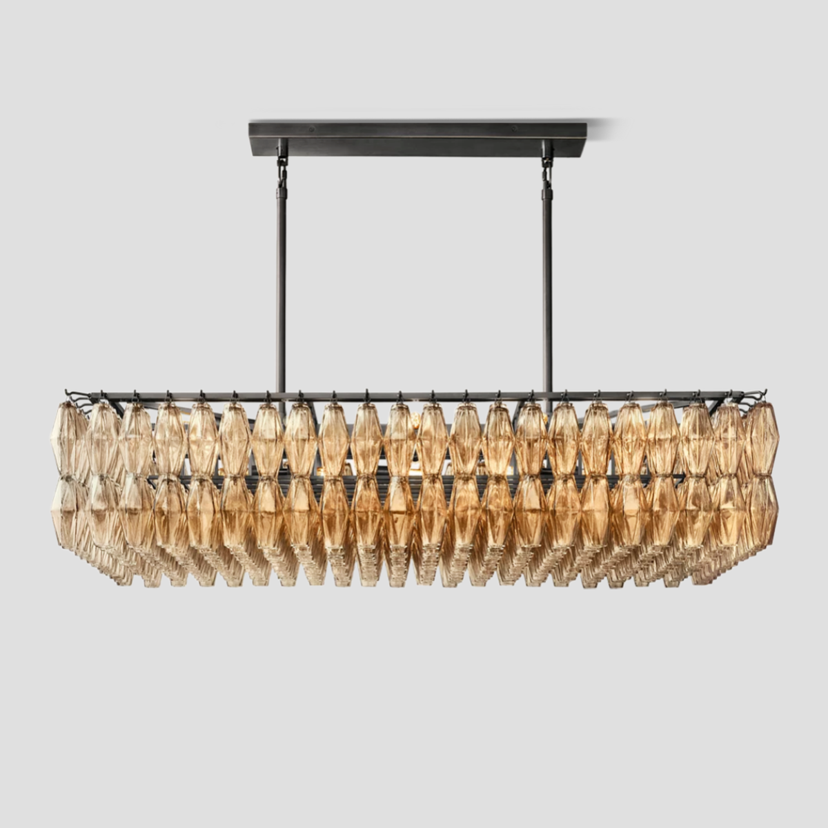 Antizer Chiara Glass Tiered Rectangular Chandelier