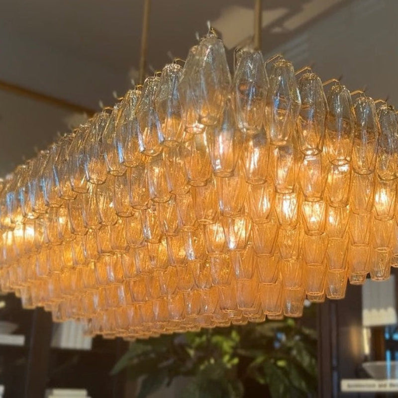 Antizer Chiara Glass Tiered Rectangular Chandelier