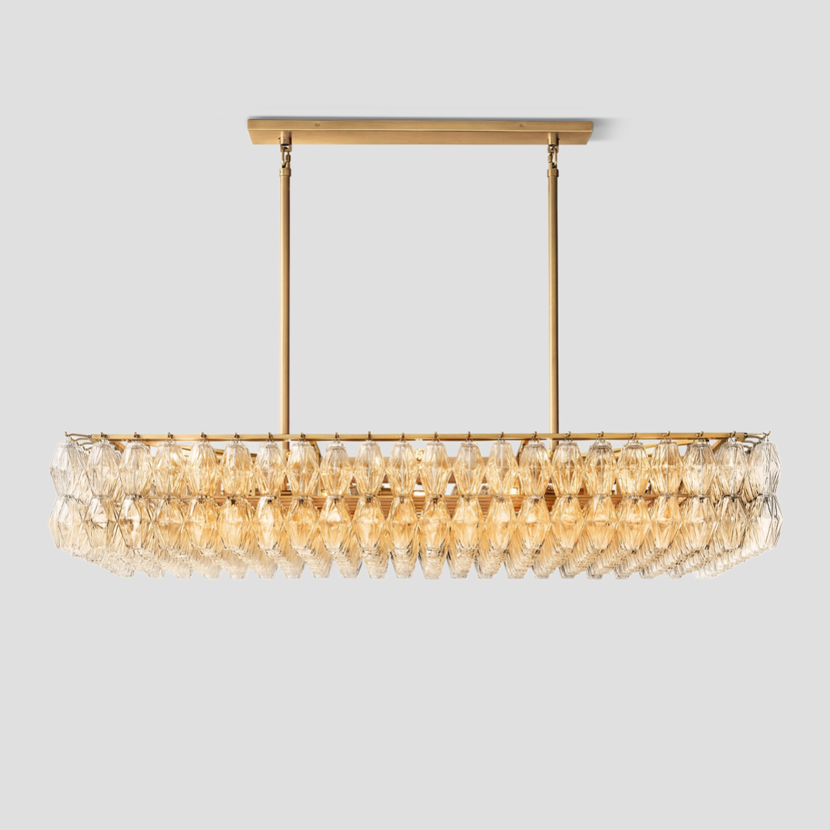 Antizer Chiara Glass Tiered Rectangular Chandelier