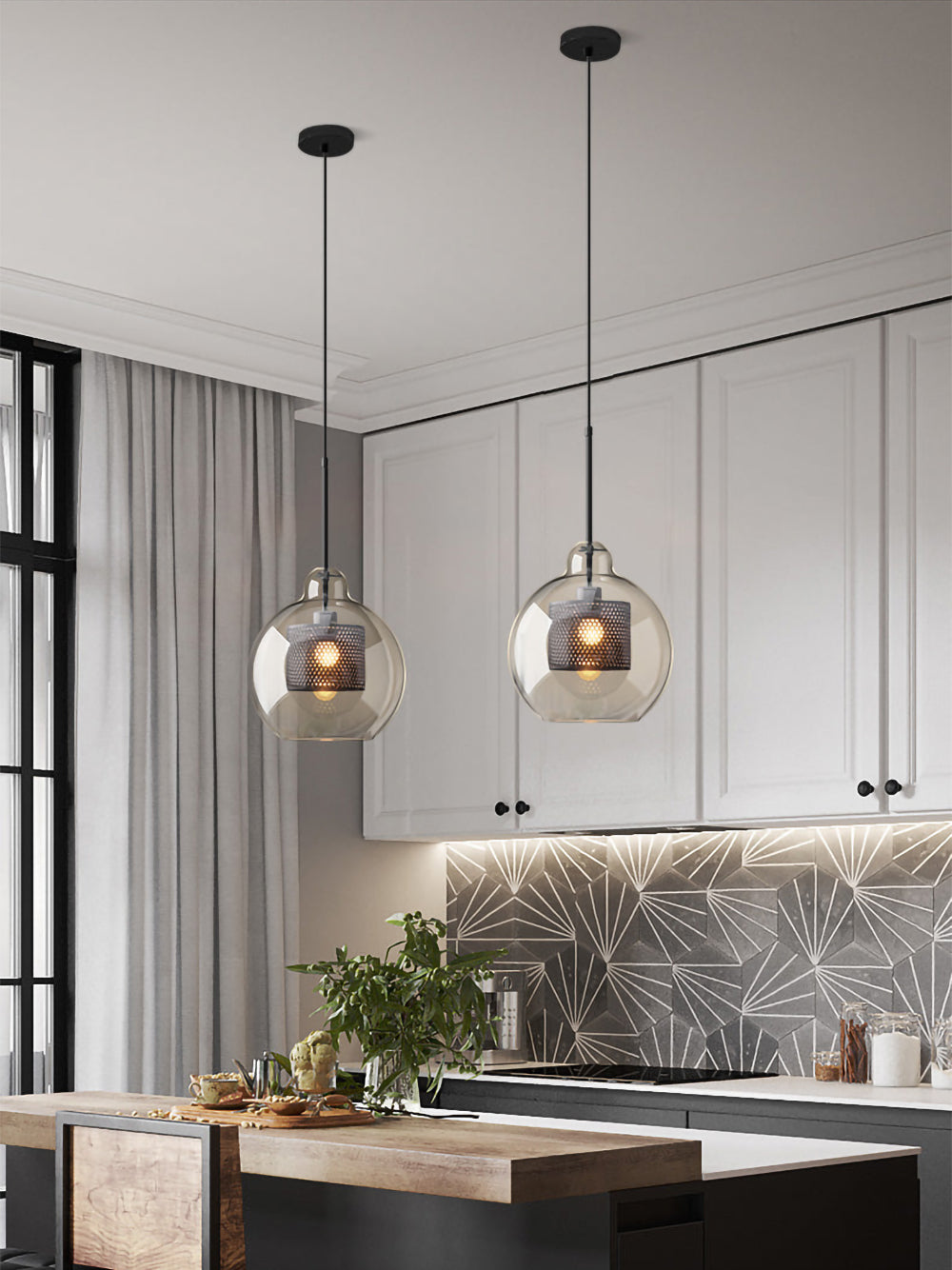 Chiswick Modern Glass Pendant Light: Elegant Spherical, Pear, Capsule Ceiling Fixture