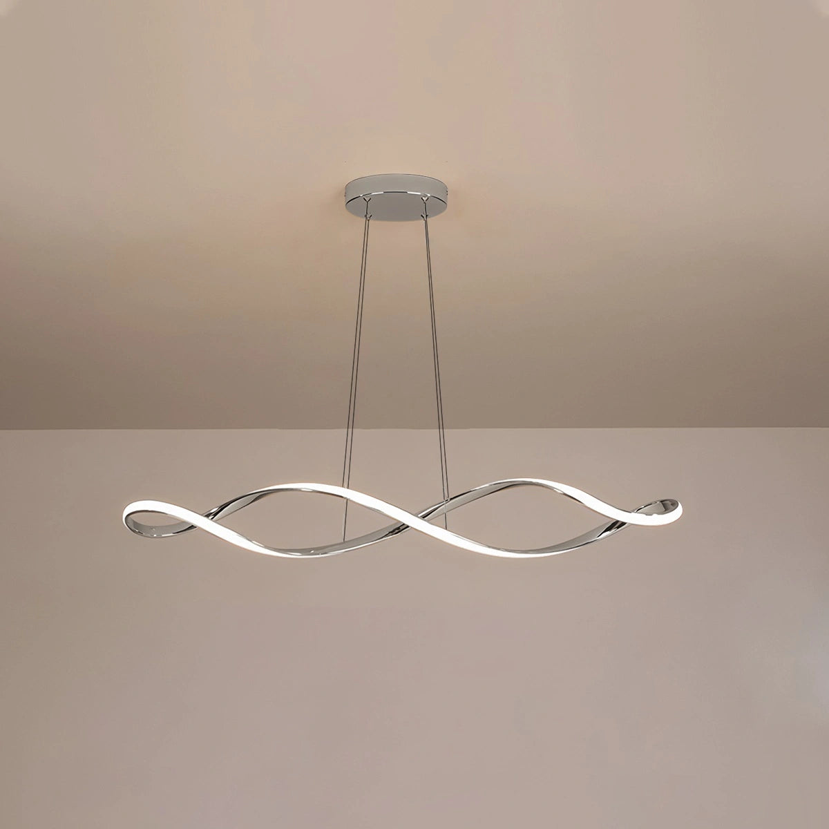 Antizer Linear Twist Pendant Light for Dining Room Chrome Remote Control