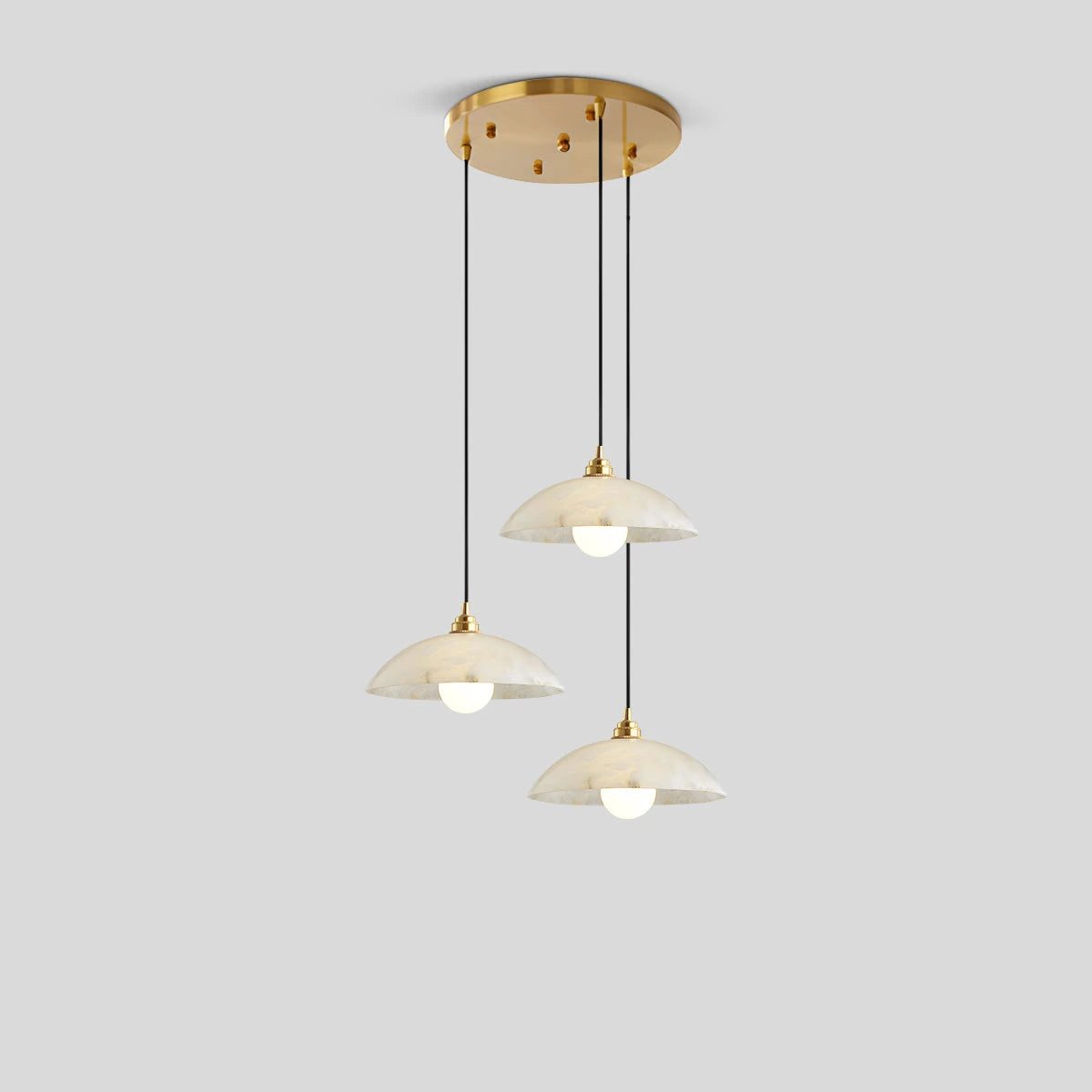 Antizer Dome Spanish Alabaster Pendant Light for Dining Room Circular Disk 3 Heads