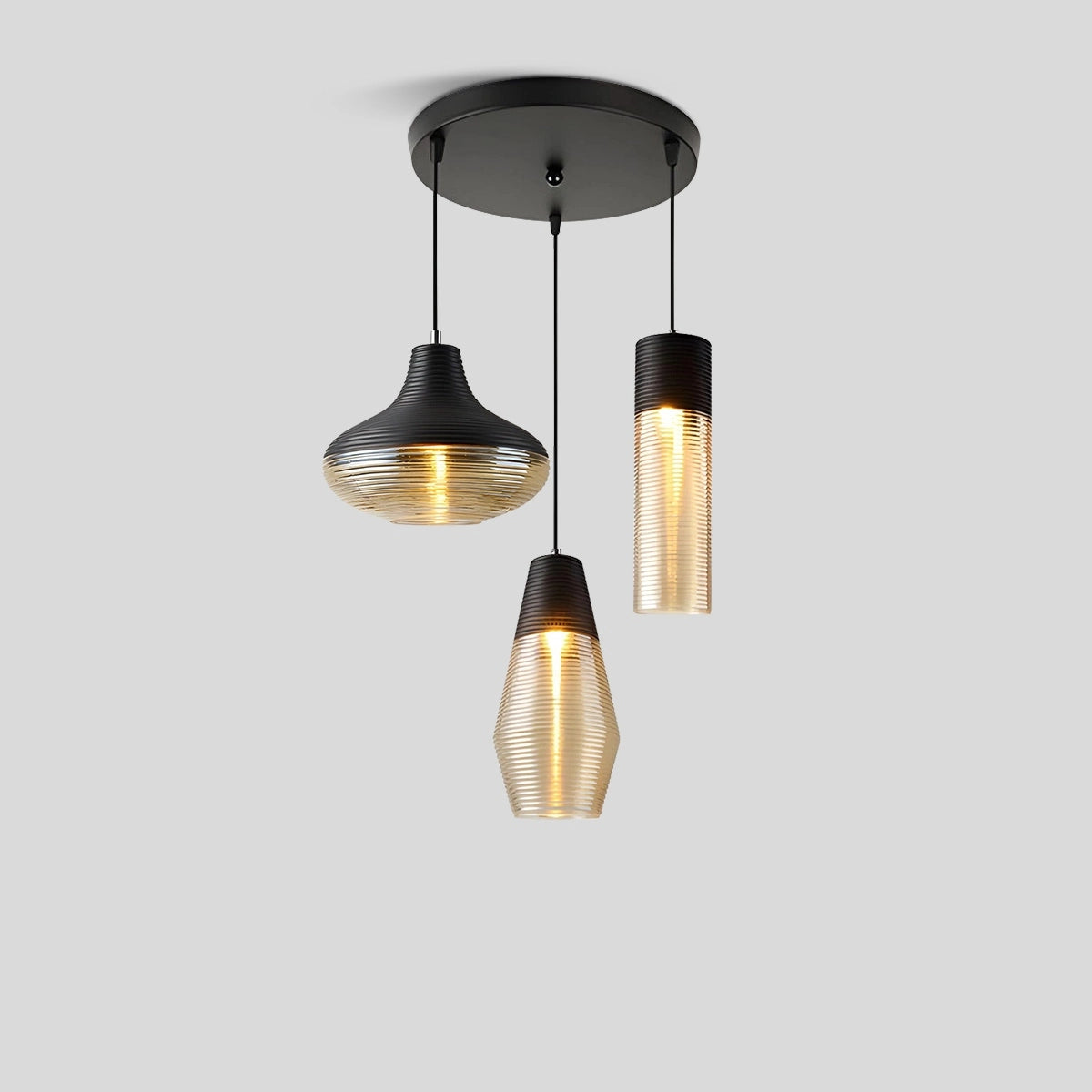 Antizer Industrial Style Glass Pendant Light for Kitchen Circular Disk 3 Head