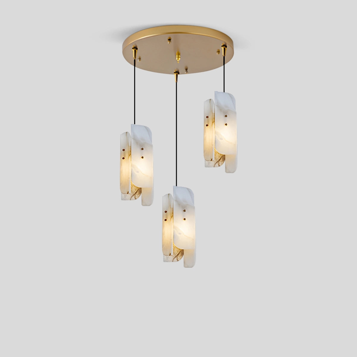 Antizer Minimalist Art Splicing Spanish Alabaster Pendant Light Circular Disk 3 Heads