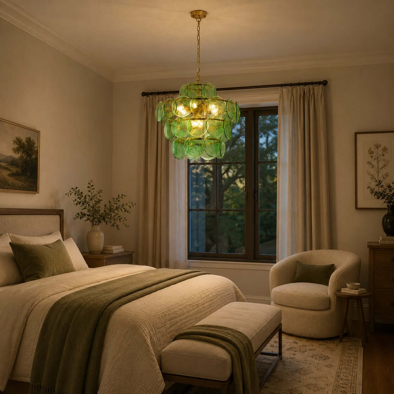 Antizer French Art Layered Discs Glass Pendant Light