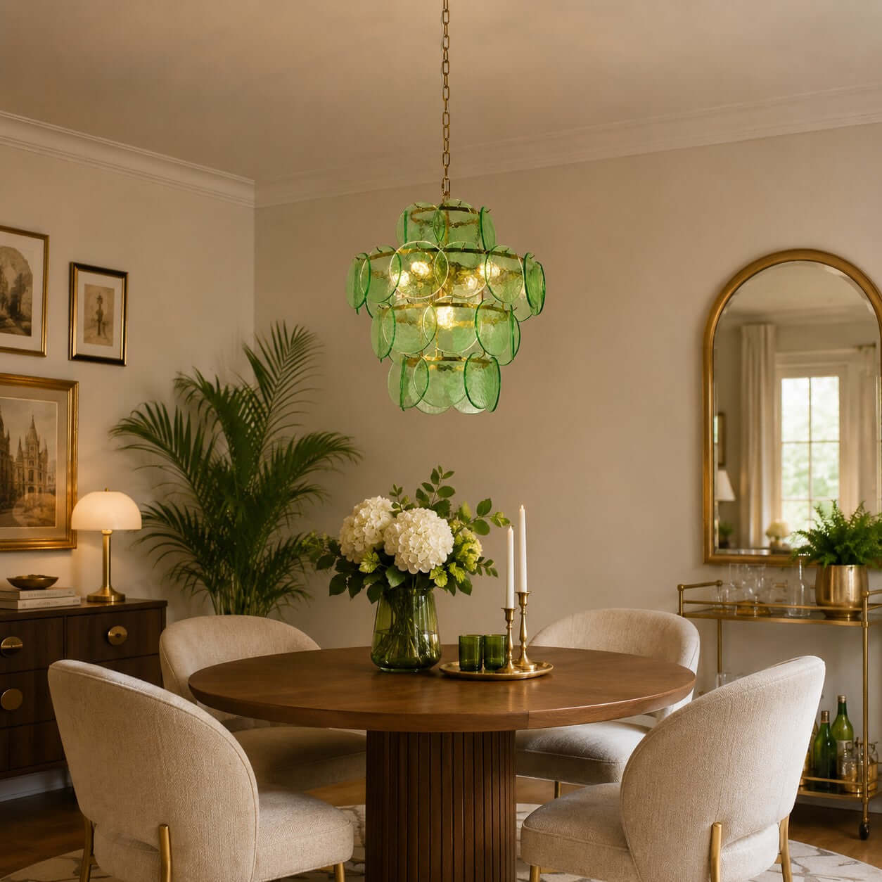 Antizer French Art Layered Discs Glass Pendant Light