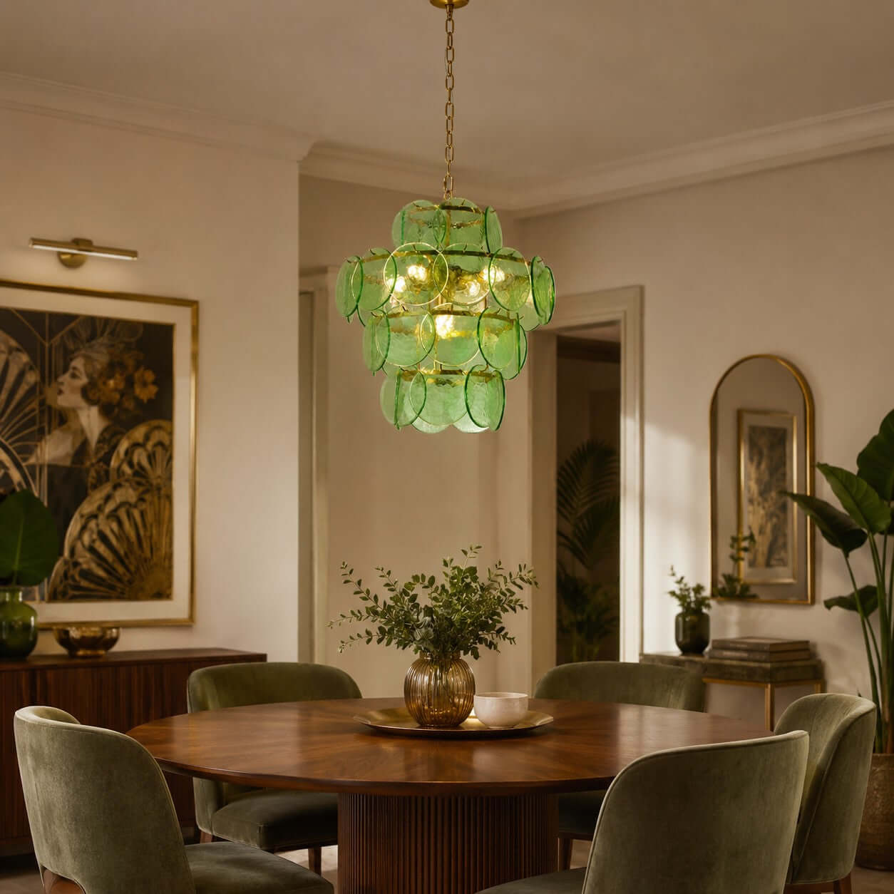 Antizer French Art Layered Discs Glass Pendant Light