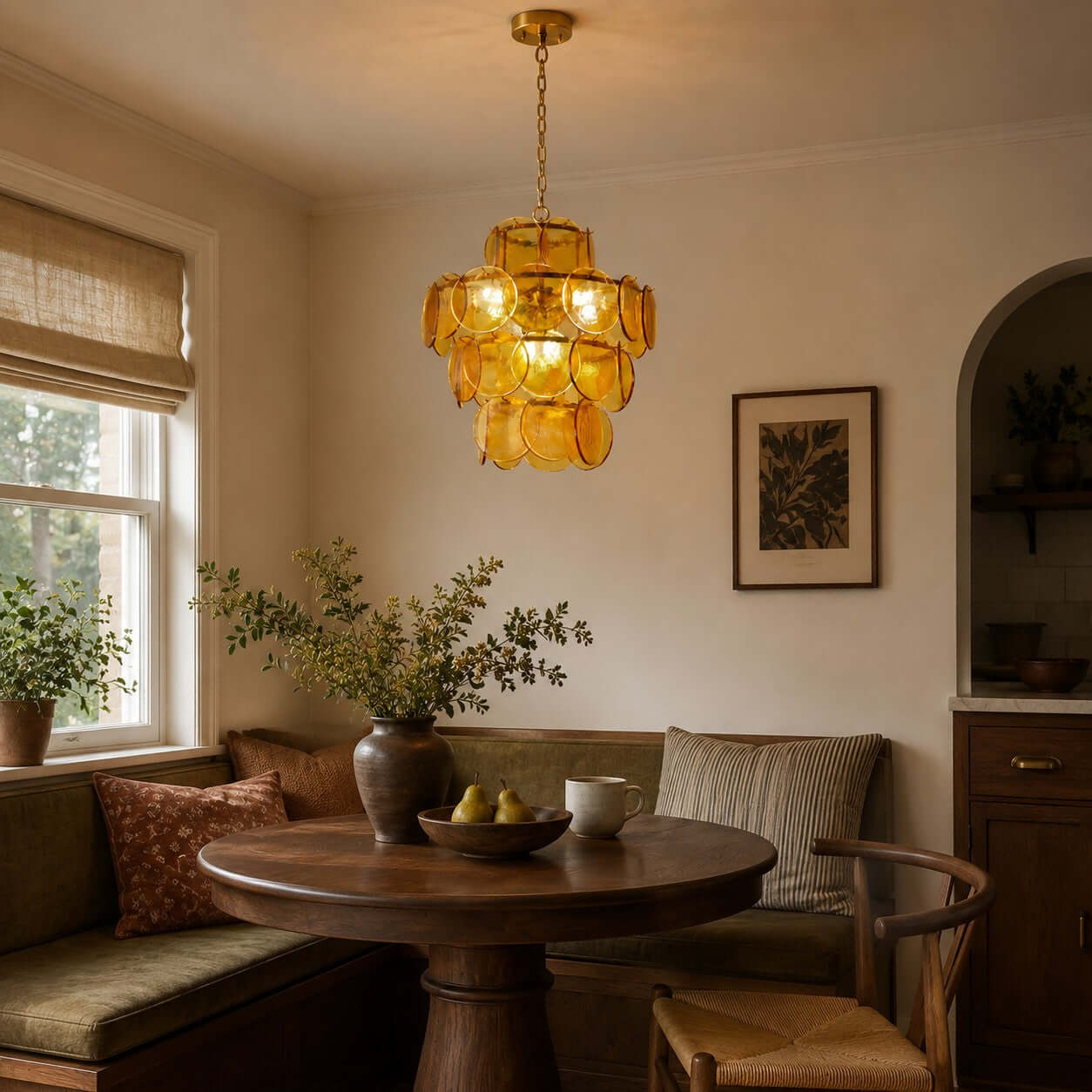 Antizer French Art Layered Discs Glass Pendant Light