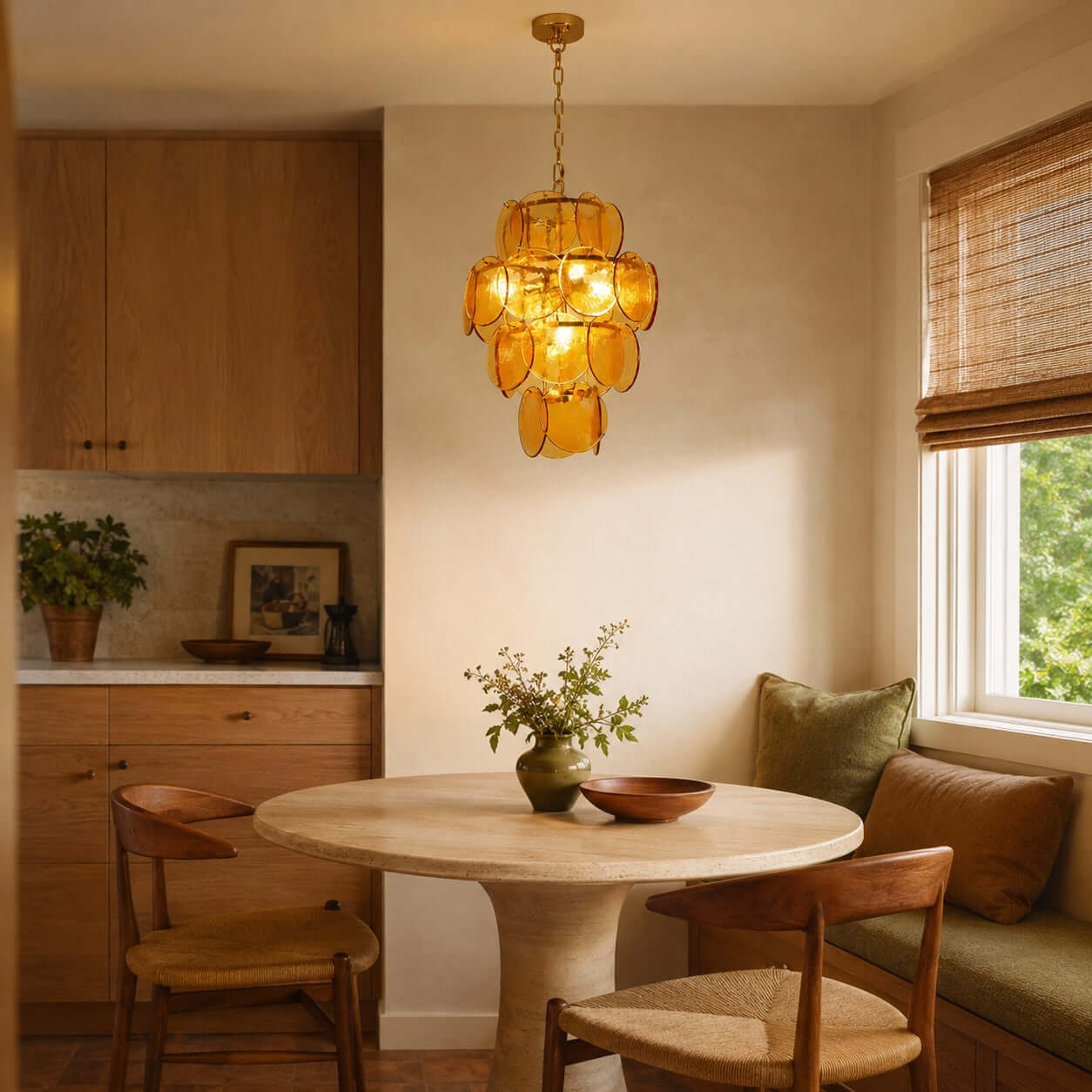 Antizer French Art Layered Discs Glass Pendant Light