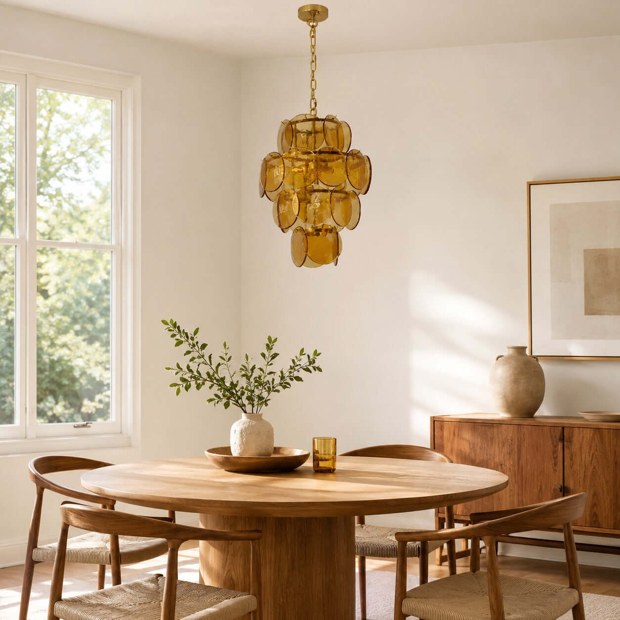 Antizer French Art Layered Discs Glass Pendant Light