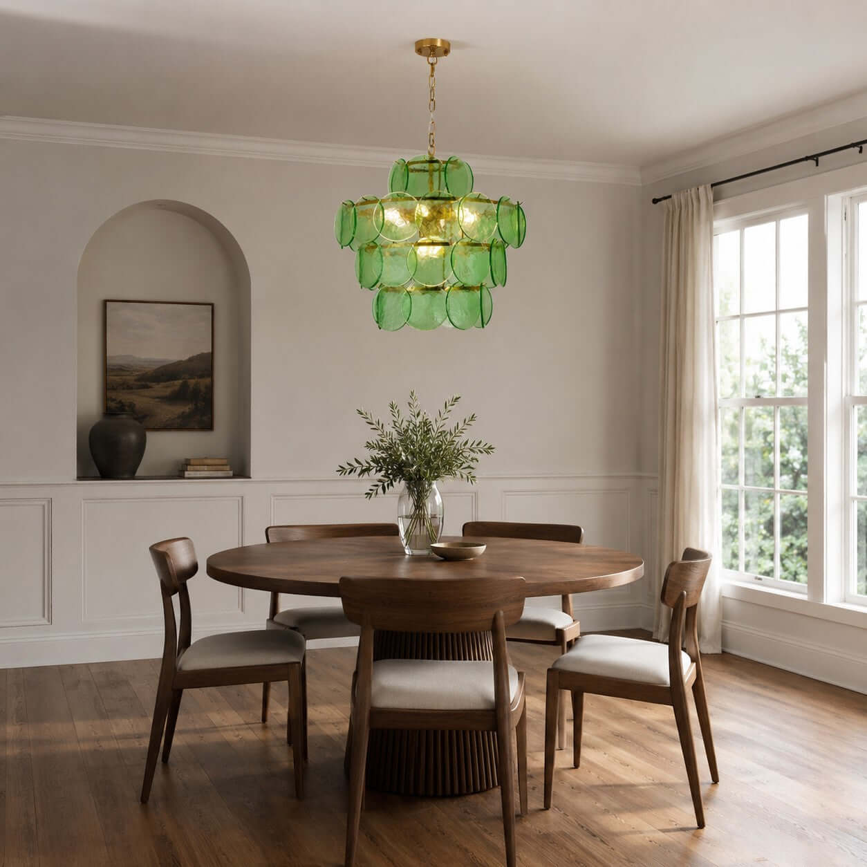 Antizer French Art Layered Discs Glass Pendant Light