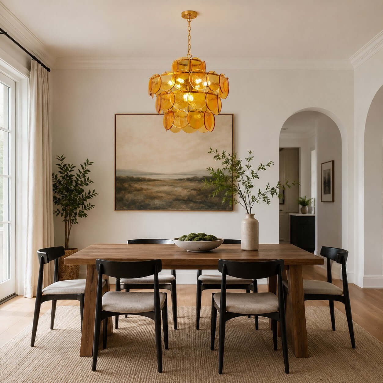 Antizer French Art Layered Discs Glass Pendant Light