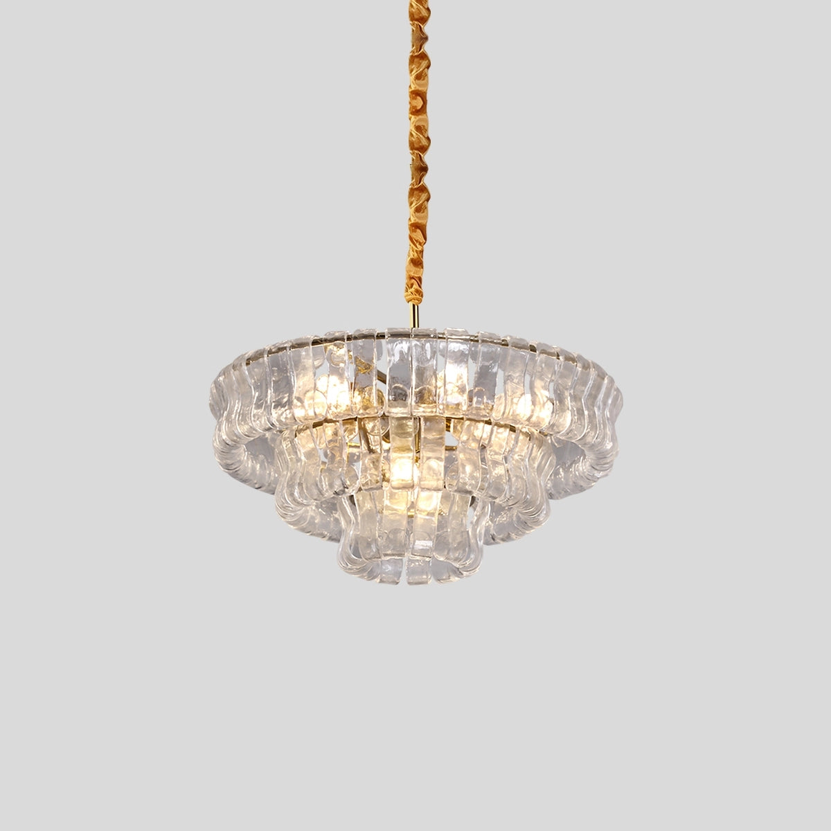 Antizer Light Luxury Murano Ring Layered Glass Chandelier Clear 3 Layers