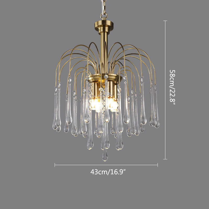 Antizer French Retro Water Drop Glass Chandelier