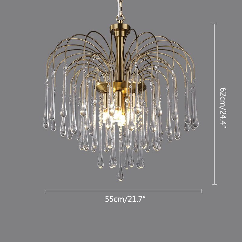 Antizer French Retro Water Drop Glass Chandelier