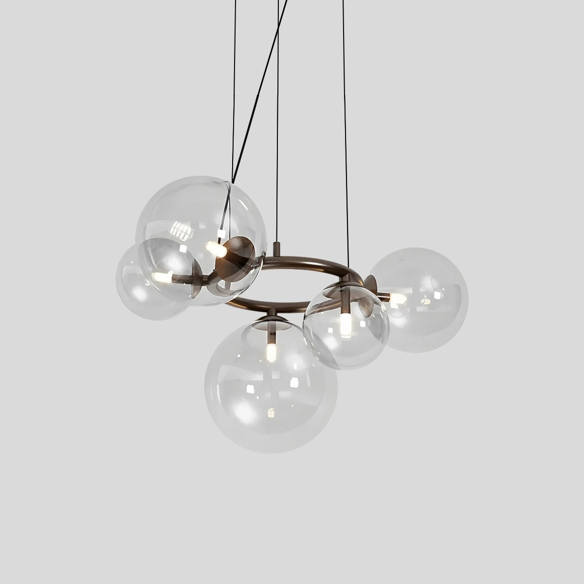 Antizer Luxurious Single-Tone Glass Spheres Chandelier Clear 5 Heads