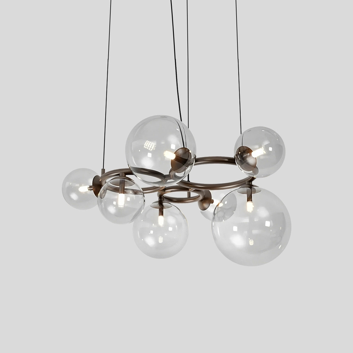 Antizer Luxurious Single-Tone Glass Spheres Chandelier Clear 7 Heads