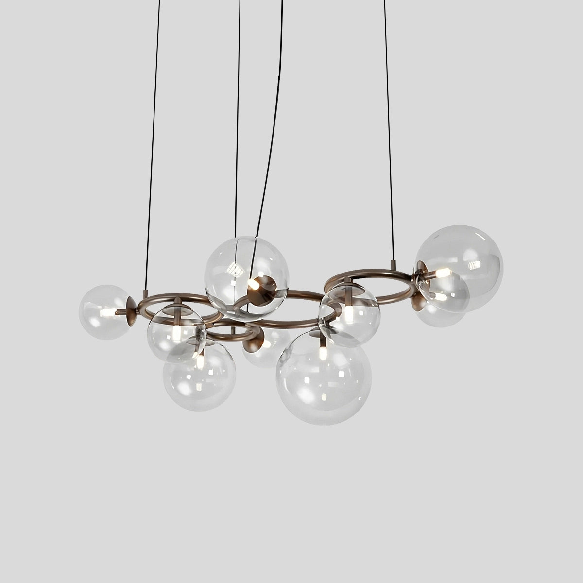 Antizer Luxurious Single-Tone Glass Spheres Chandelier Clear 9 Heads
