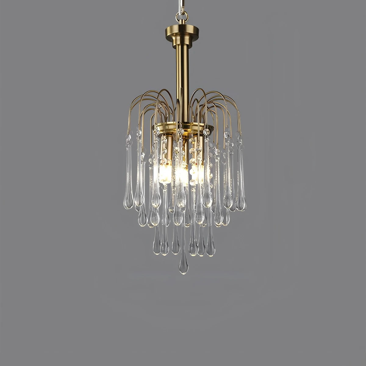 Antizer French Retro Water Drop Glass Chandelier Clear ∅11.8″x H 22" / Dia 30cm x H 56cm