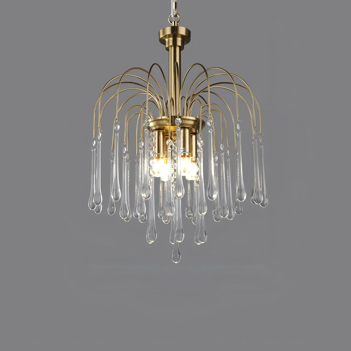 Antizer French Retro Water Drop Glass Chandelier Clear ∅16.9″x H 22.8" / Dia 43cm x H 58cm